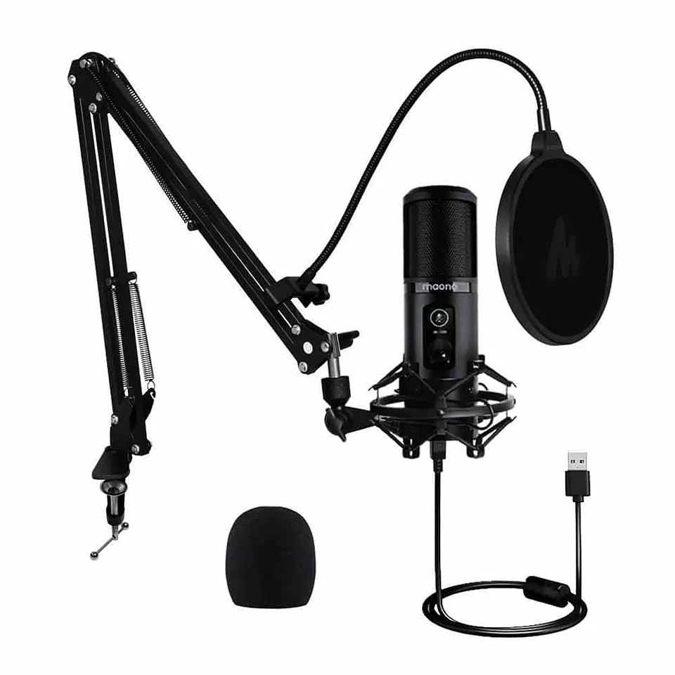 Kit Micrófono condensador AU-PM421, entrada USB (Brazo, Anti-pop, anti-shock) 1