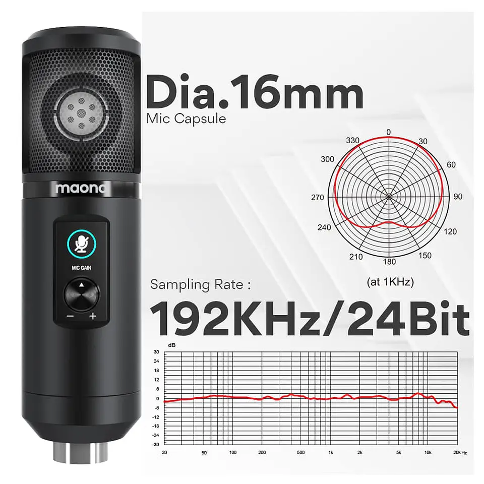 Kit Micrófono condensador AU-PM421, entrada USB (Brazo, Anti-pop, anti-shock) 2
