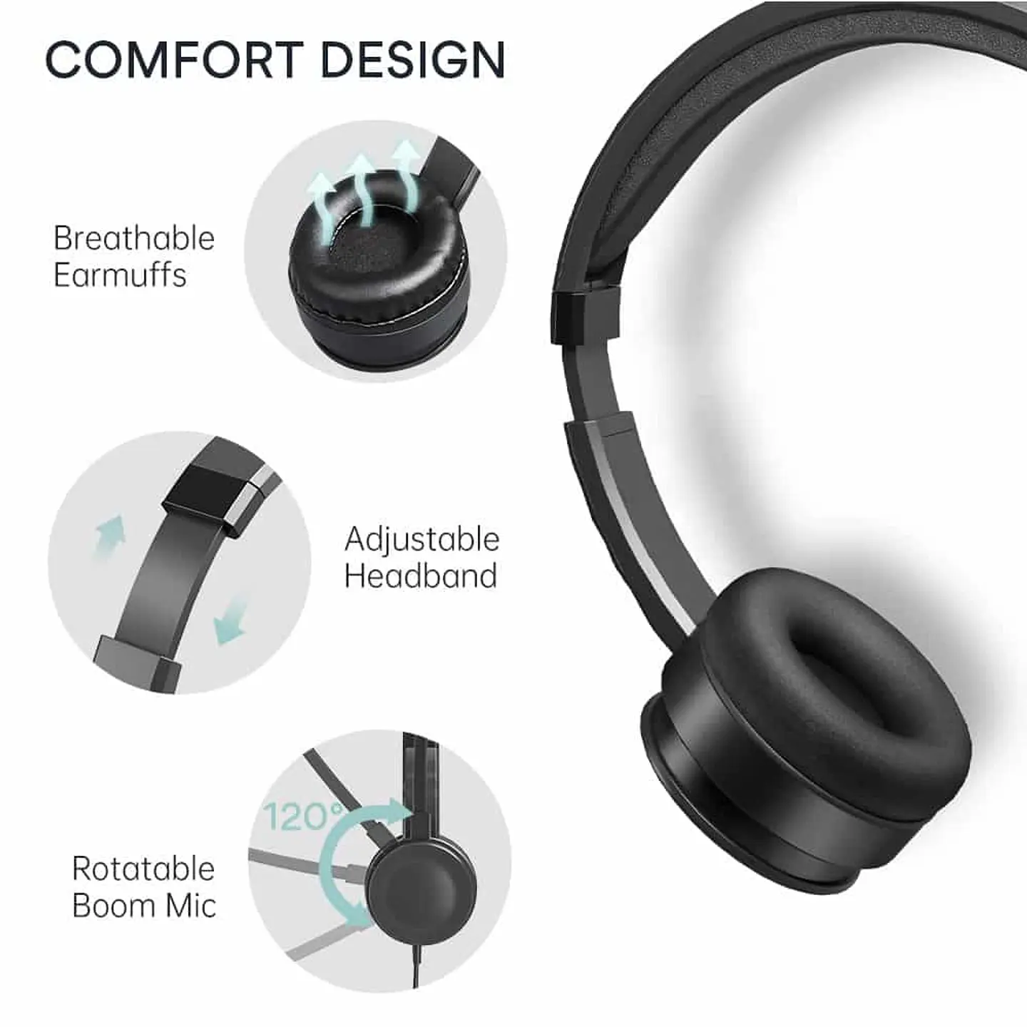 Audífono Uhuru HS-391 con micrófono, conexión USB 5