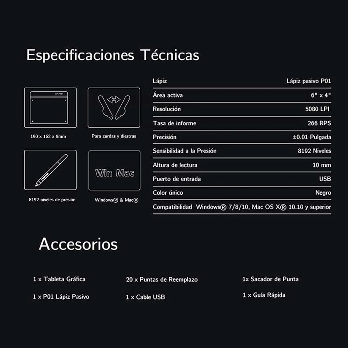 Tableta Grafica Digitalizadora XP-Pen Star G640 7