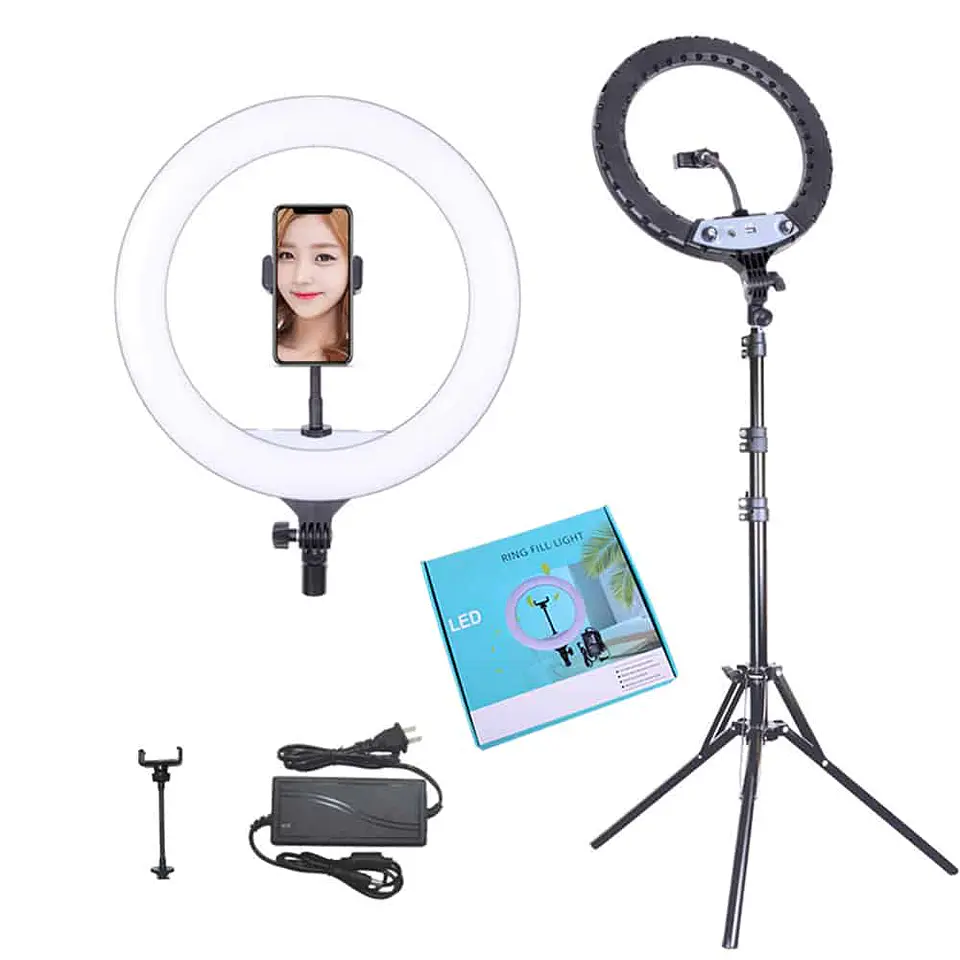 Aro Luz Led Profesional 36cm + Trípode reforzado regulable 1.90cm 1