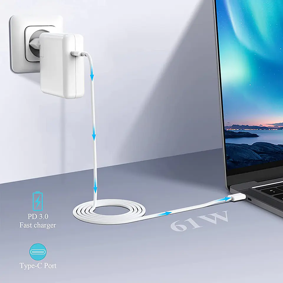Cargador Para Macbook Pro, Matebook Series D14 D15 Tipo Usb-C 61w 2