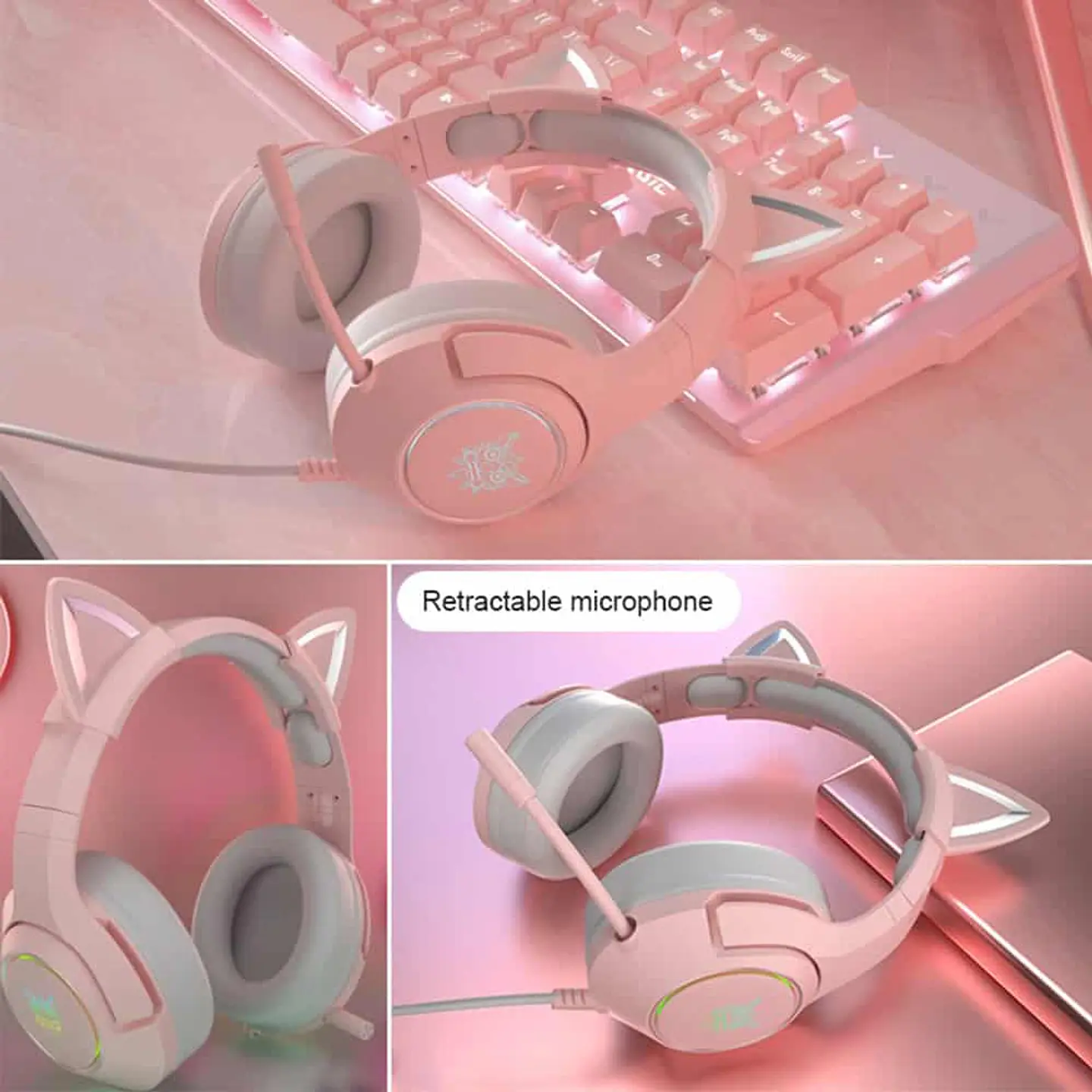 Audífonos Onikuma K9 RGB, Orejas de Gato extraíbles, Micrófono 5