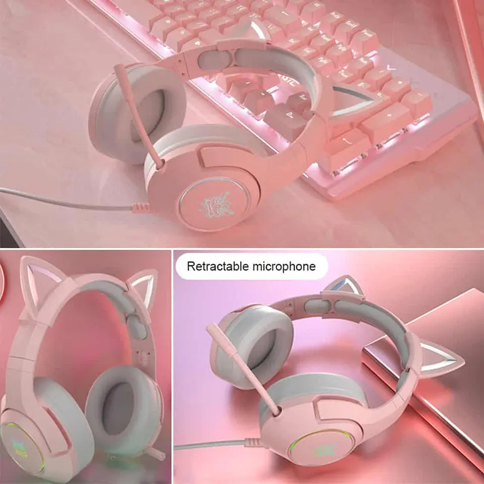 Audífonos Onikuma K9 RGB, Orejas de Gato extraíbles, Micrófono 5