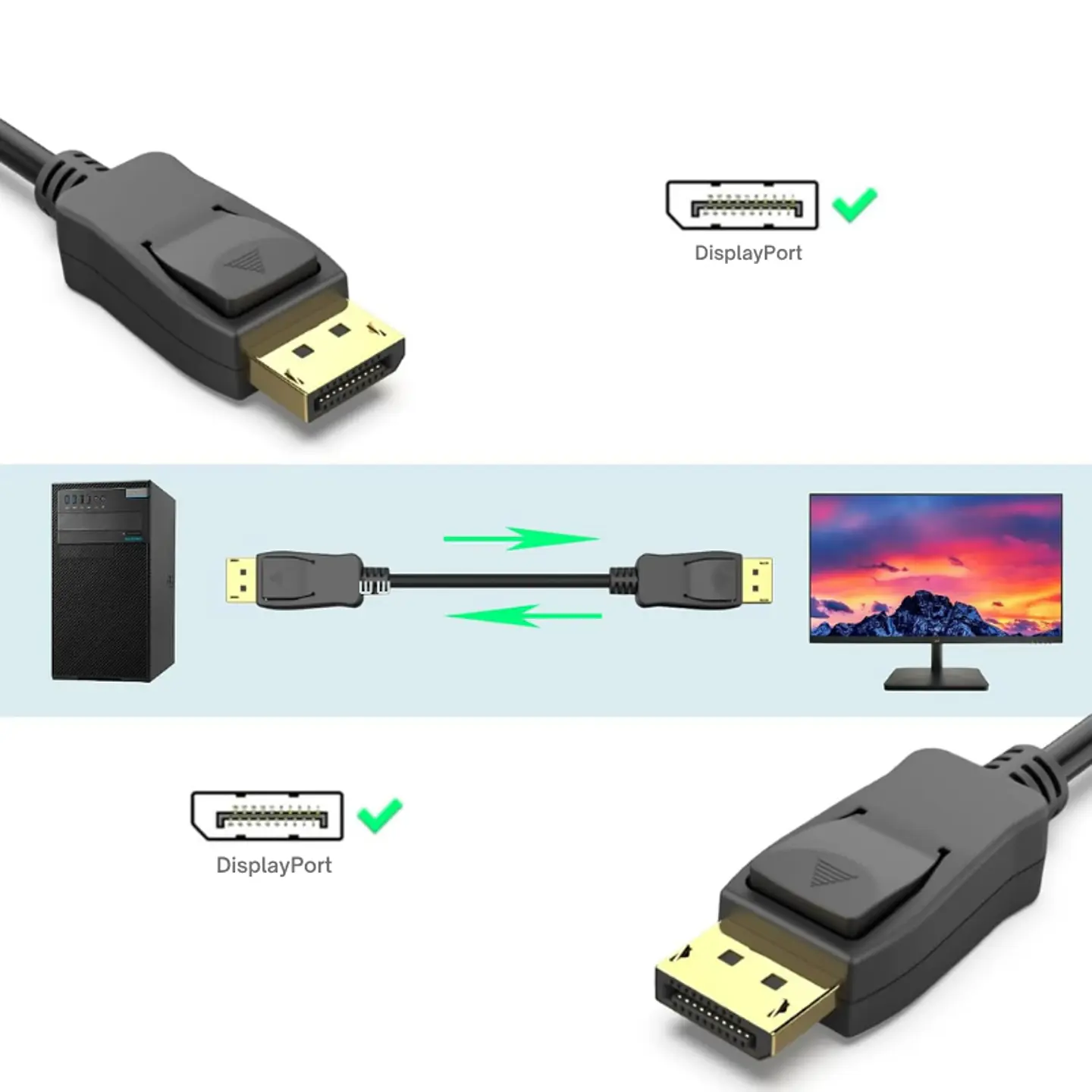 Cable DisplayPort Ultra HD 8K Macho a Macho 1.8mts 162Hz/32.4Gbps 5