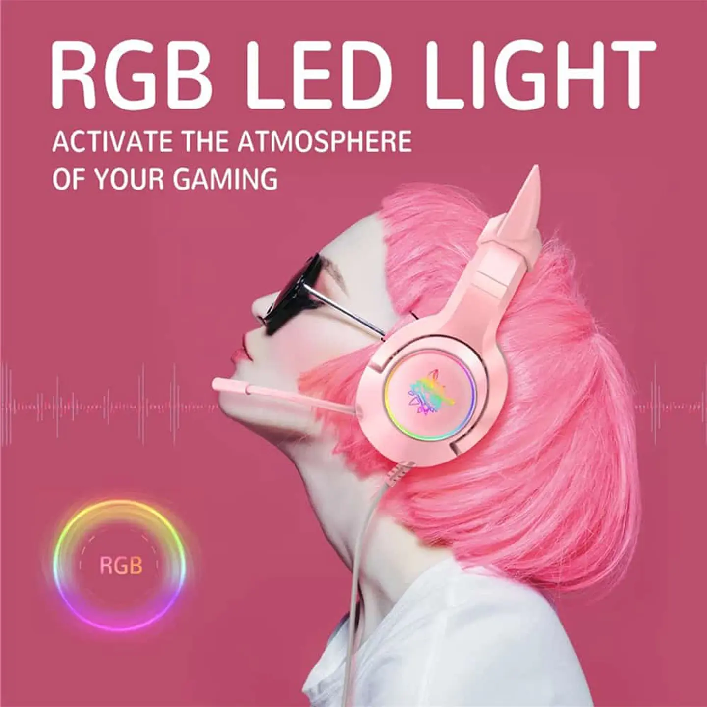 Audífonos Onikuma K9 RGB, Orejas de Gato extraíbles, Micrófono 6