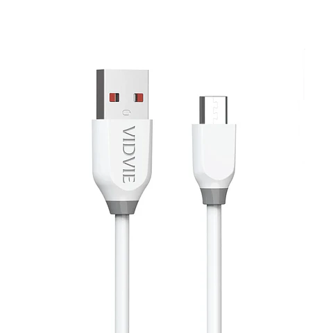 Cable Micro Usb Carga Rápida Vidvie Blanco 1MT 2.4A