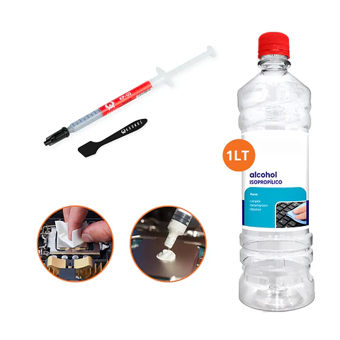Kit Limpieza Pc Alcohol Isopropílico Y Pasta Térmica Calidad