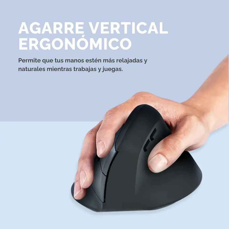 Mouse Inalámbrico Ergonómico 2,4Hz 1600DPI Recargable Blanco 4