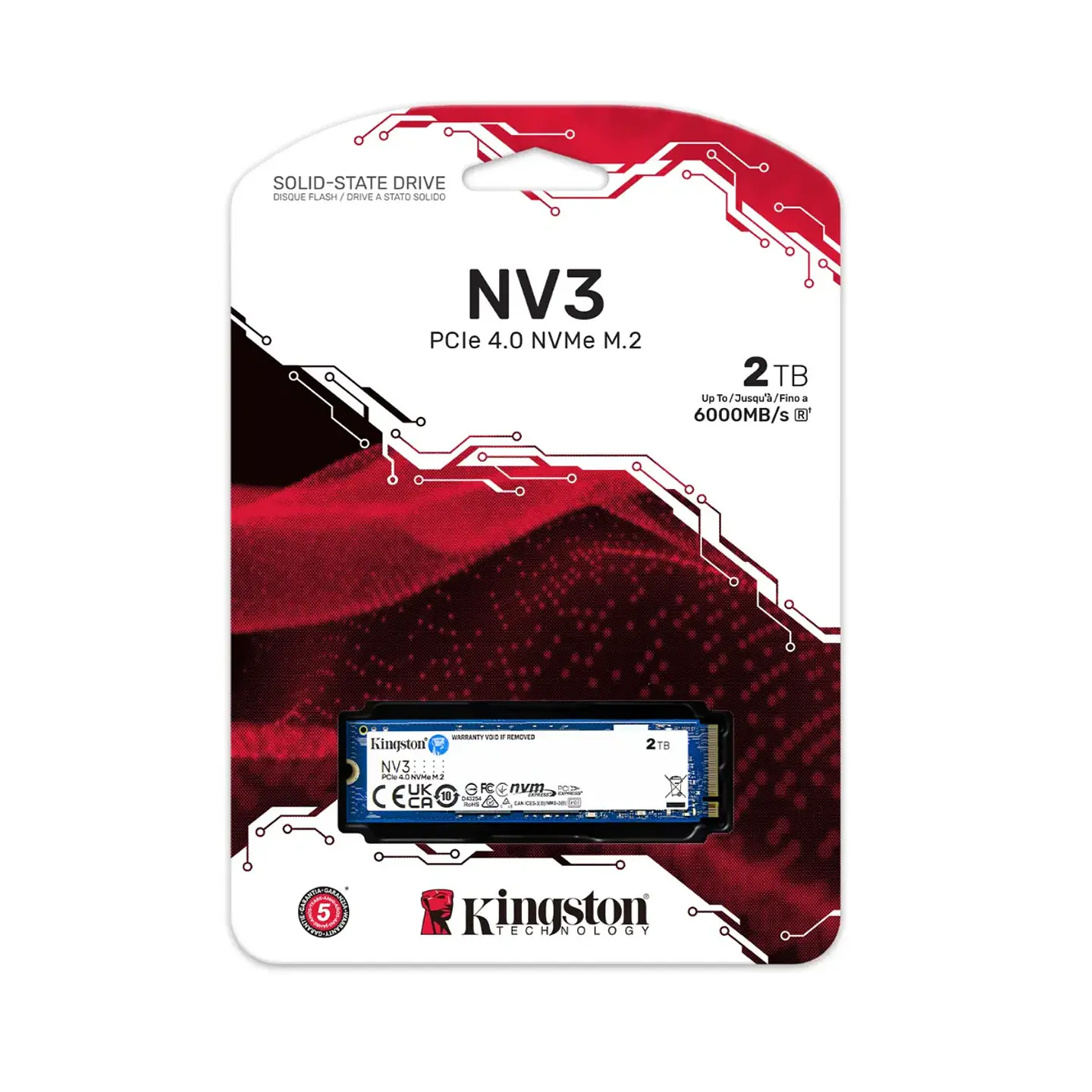Unidad SSD Kingston NV3 2TB M.2 6000 MB/s NVMe PciE-4 3D NAND 3