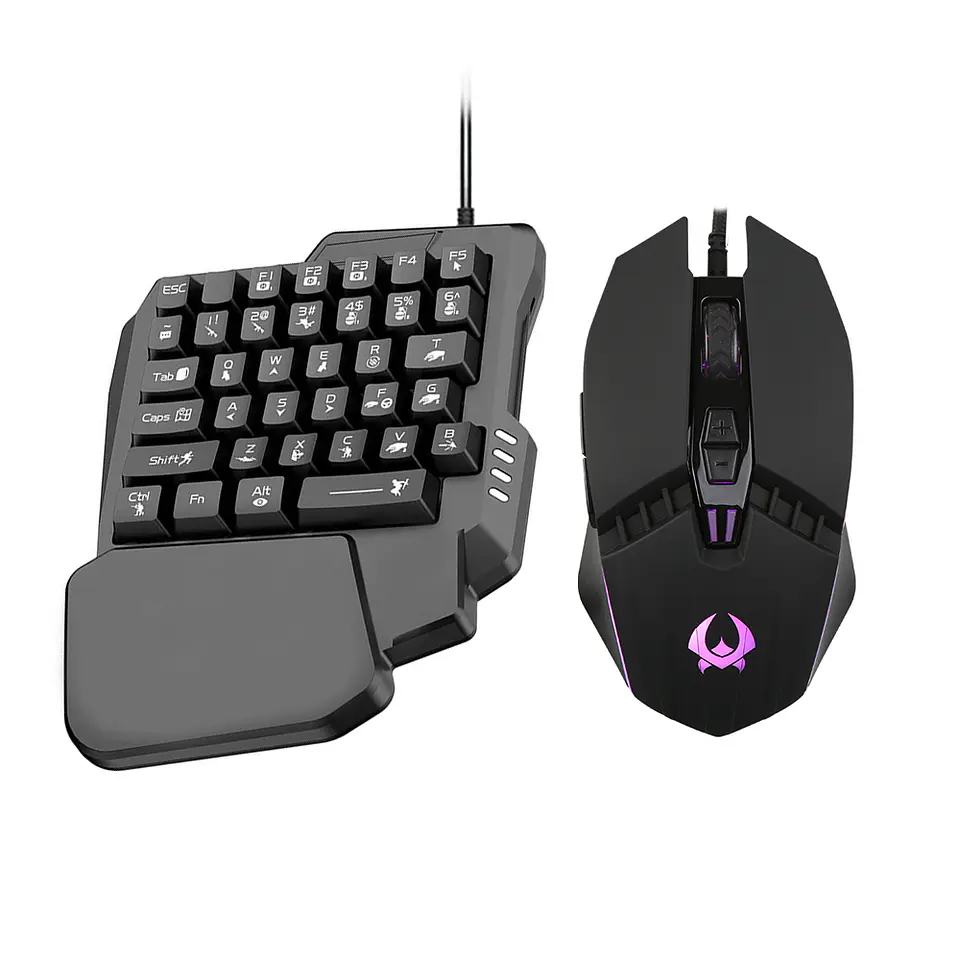 Kit Teclado Una Mano Mouse Gamer para Celular / Tablet - 4000DPI 8