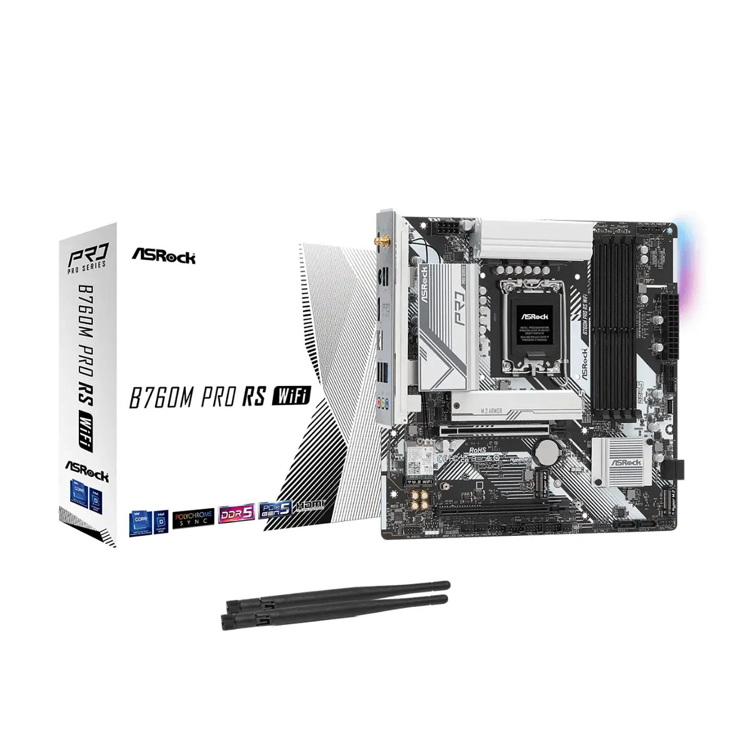Placa Madre ASRock B760M Pro RS Wi-Fi, DDR5 LGA1700, mATX 1