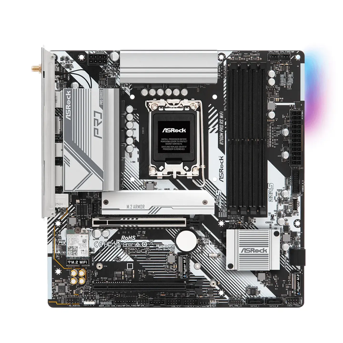 Placa Madre ASRock B760M Pro RS Wi-Fi, DDR5 LGA1700, mATX 2