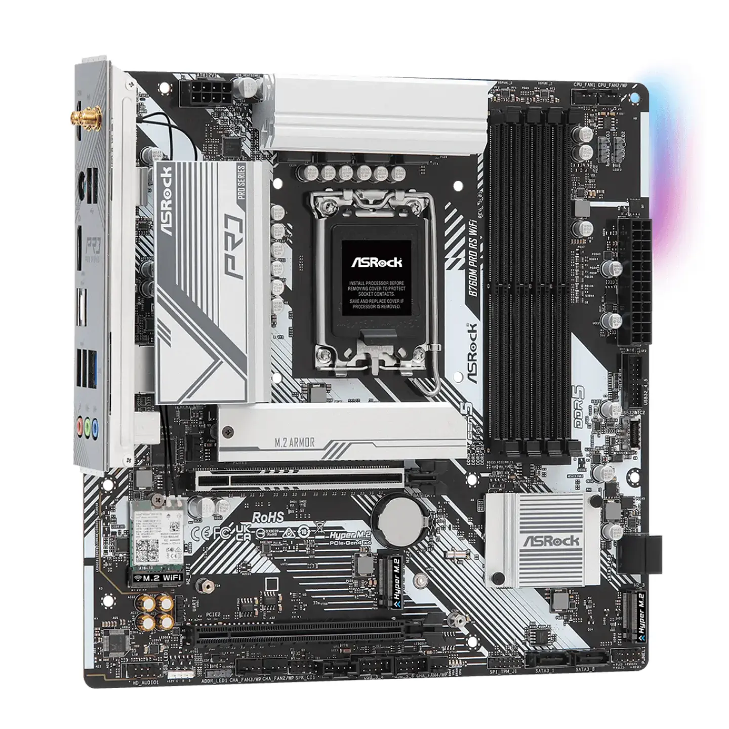 Placa Madre ASRock B760M Pro RS Wi-Fi, DDR5 LGA1700, mATX 4