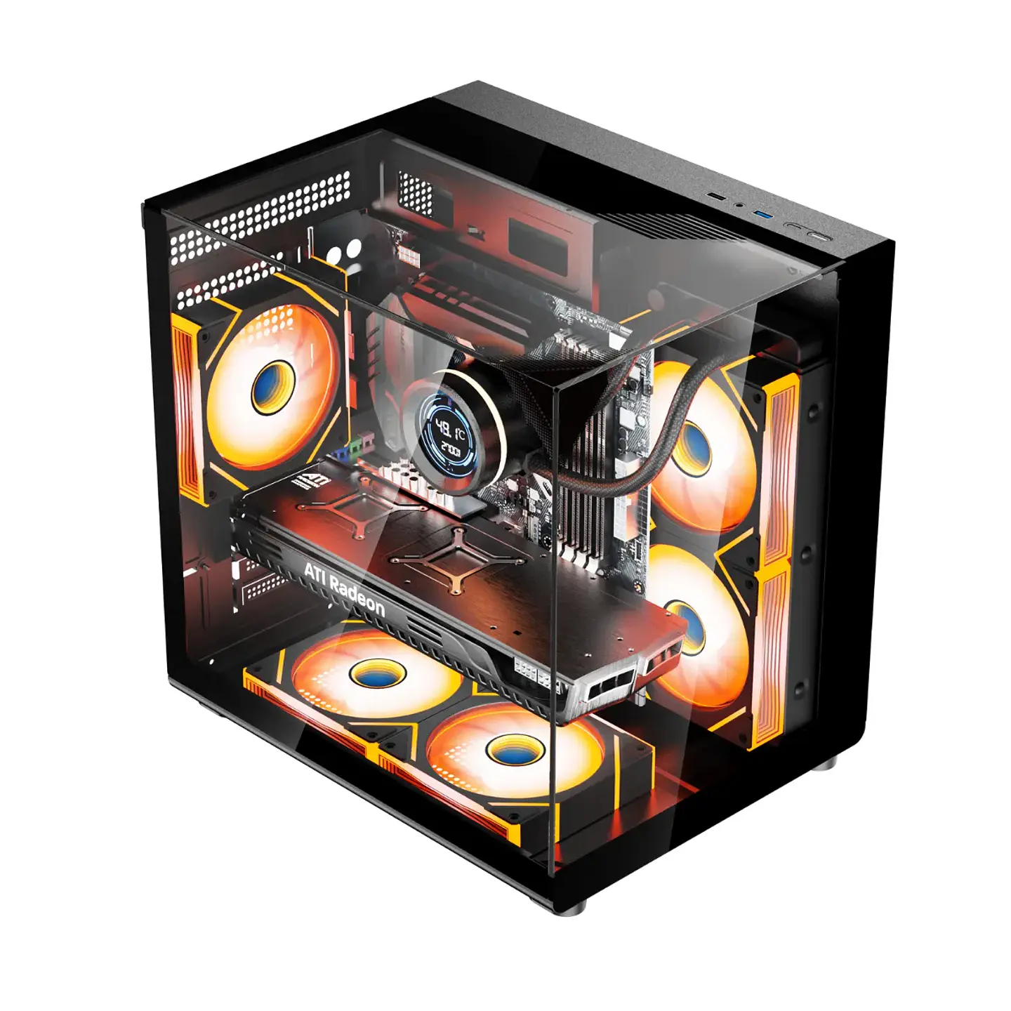 Gabinete Kronos Onyx, MATX, Vidrio Templado USB 3.0 3Fan ARGB 3