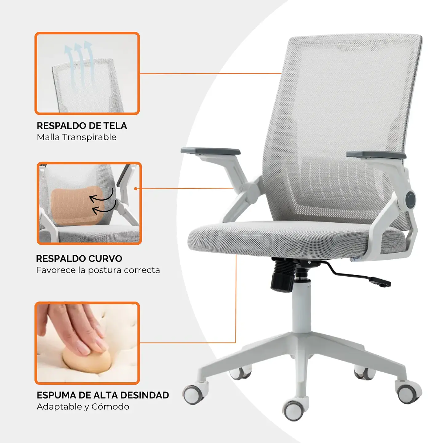 Silla de Oficina Vanto Element Ergonómica Soporte Lumbar BL 3