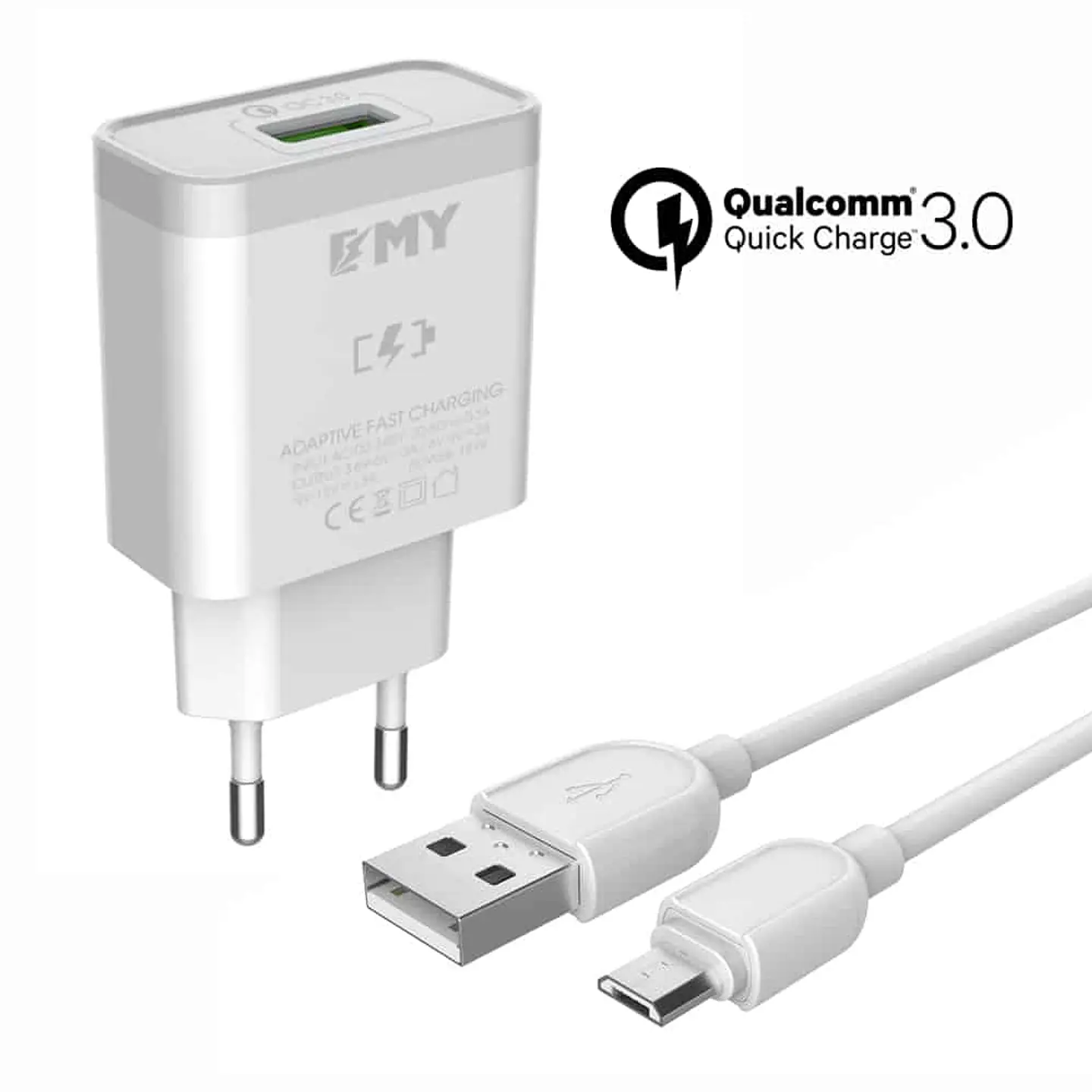 Cargador Emy TURBO POWER - Tipo micro USB, V8 (MY-A301Q) 1