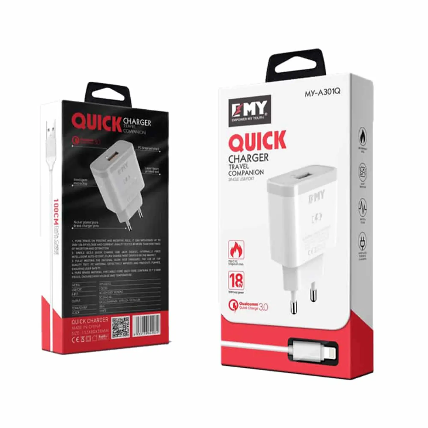 Cargador Emy TURBO POWER - Tipo micro USB, V8 (MY-A301Q) 5