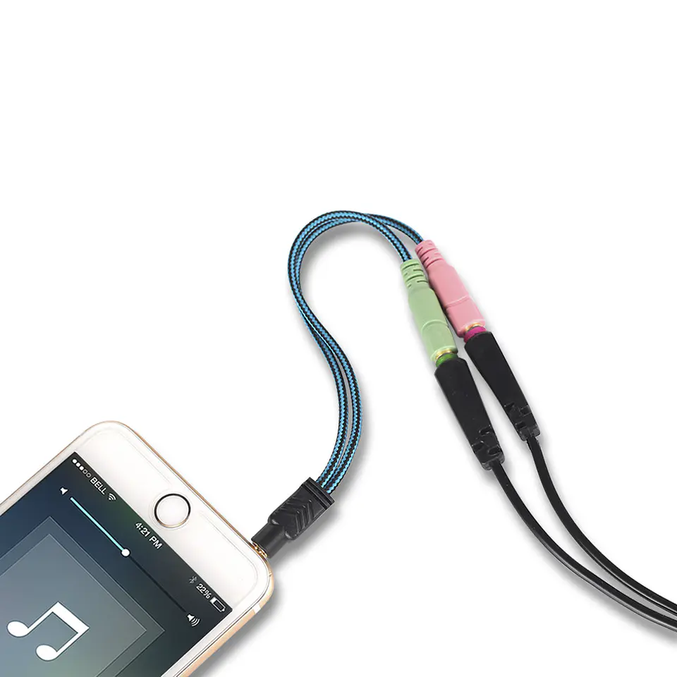 Cable divisor de audio y micrófono - entrada plug 3.5mm 5