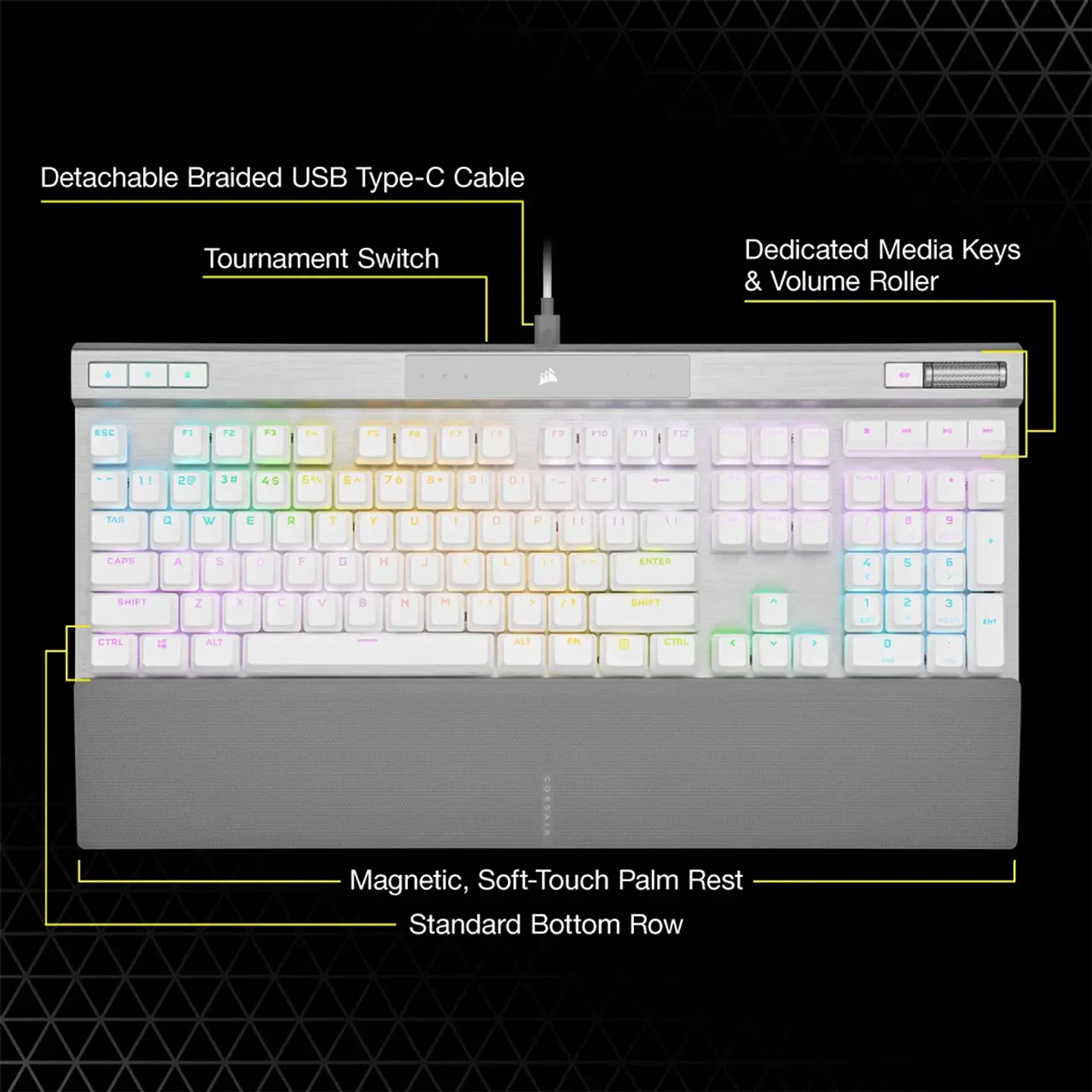 Teclado Corsair K70 PRO RGB White Óptico-Mecánico Switch OPX 2