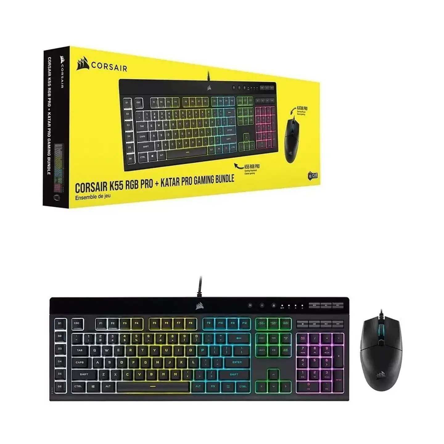 Kit Corsair Teclado K55 RGB Pro + Mouse Katar Pro 12.400 dpi 1