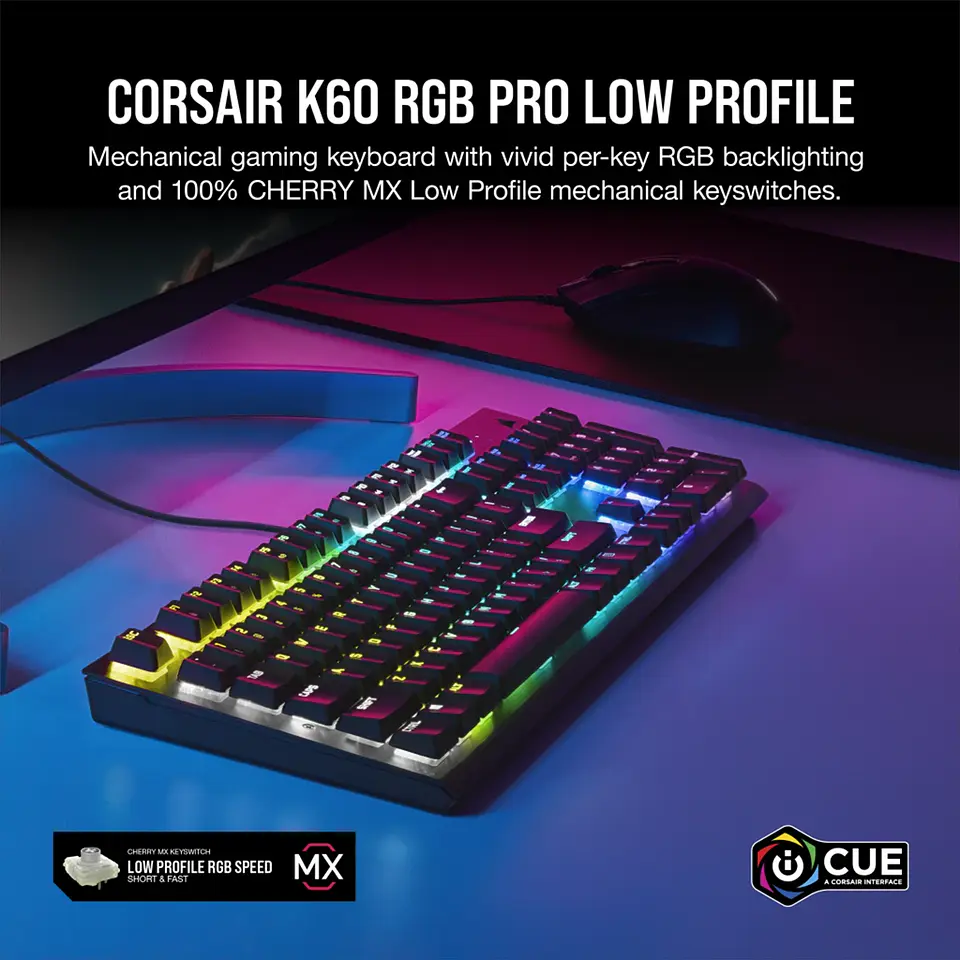 Teclado Corsair K60 RGB PRO Mecánico, Cherry MX, Low Profile 2