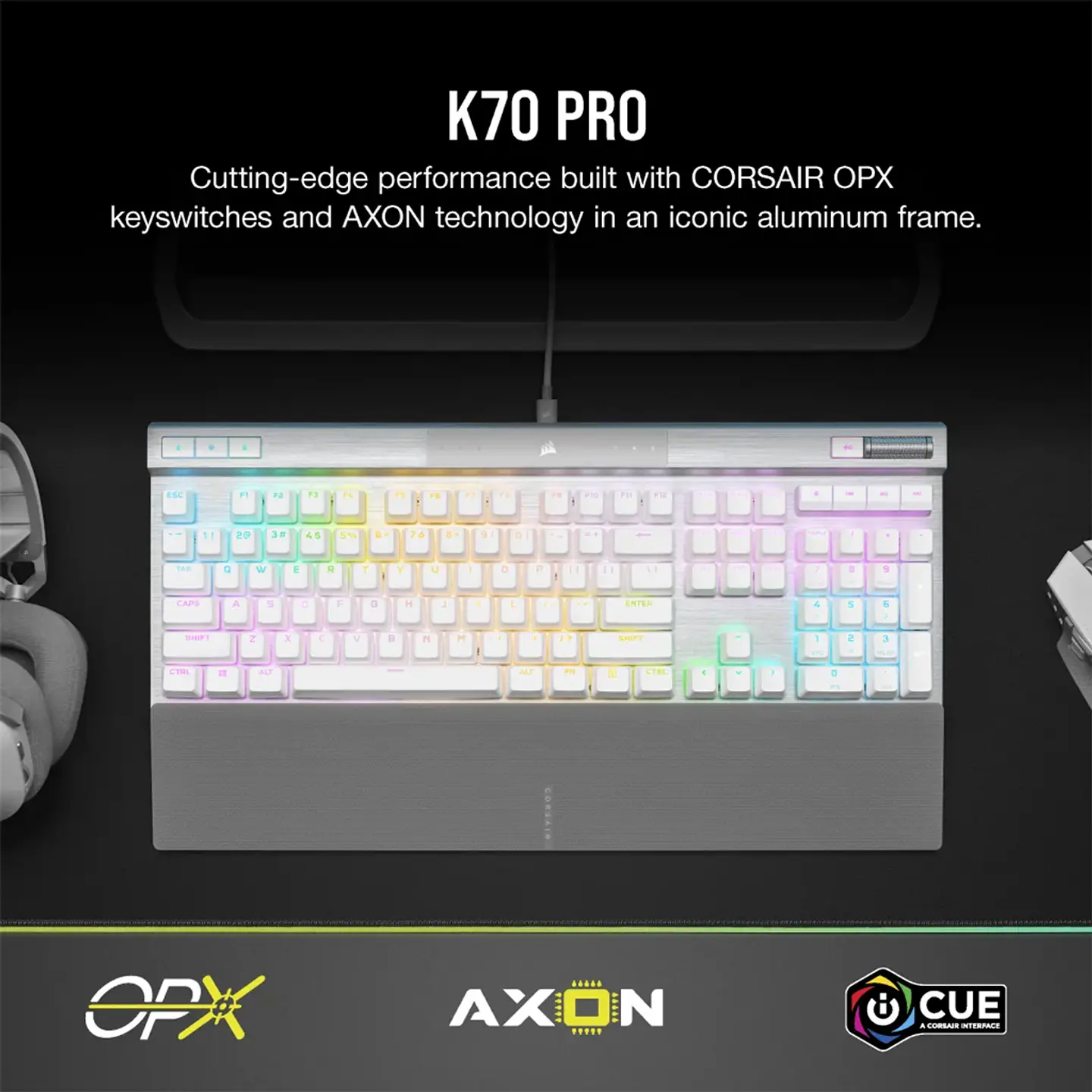 Teclado Corsair K70 PRO RGB White Óptico-Mecánico Switch OPX 3