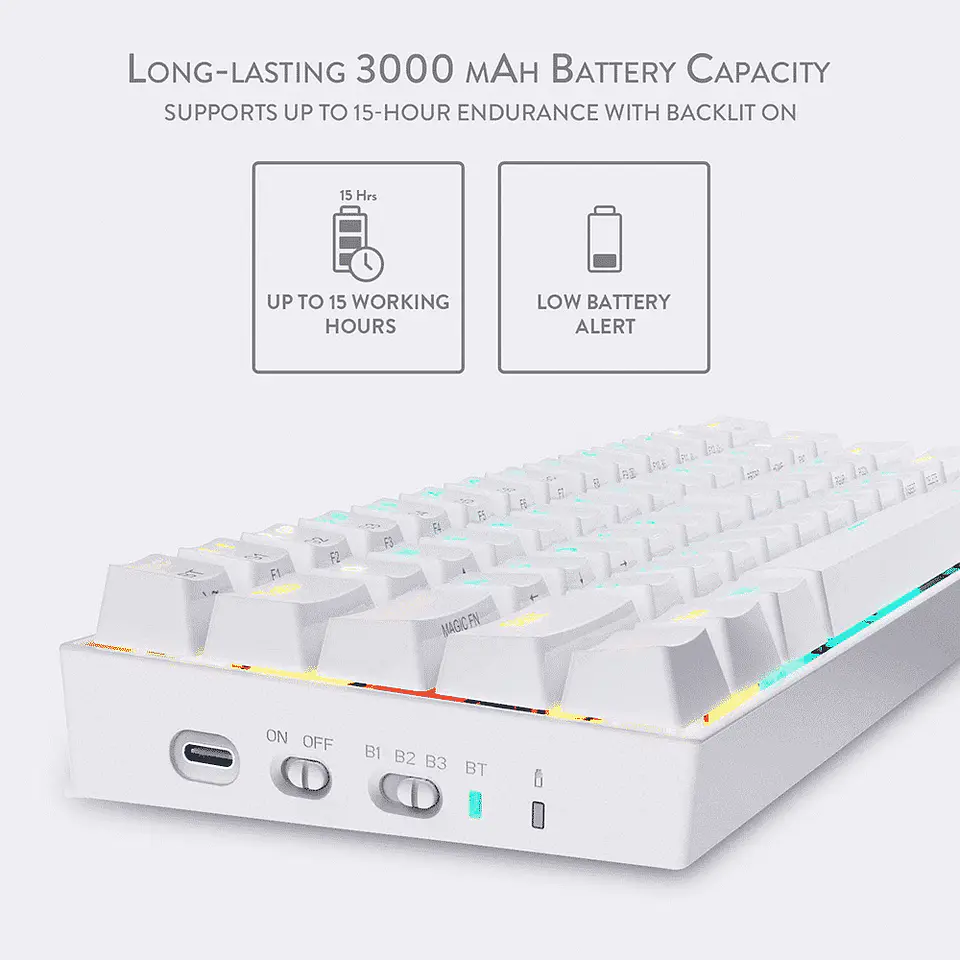 Teclado Gamer Mecánico Redragon Draconic K530W-RGB, Brown Switch 2