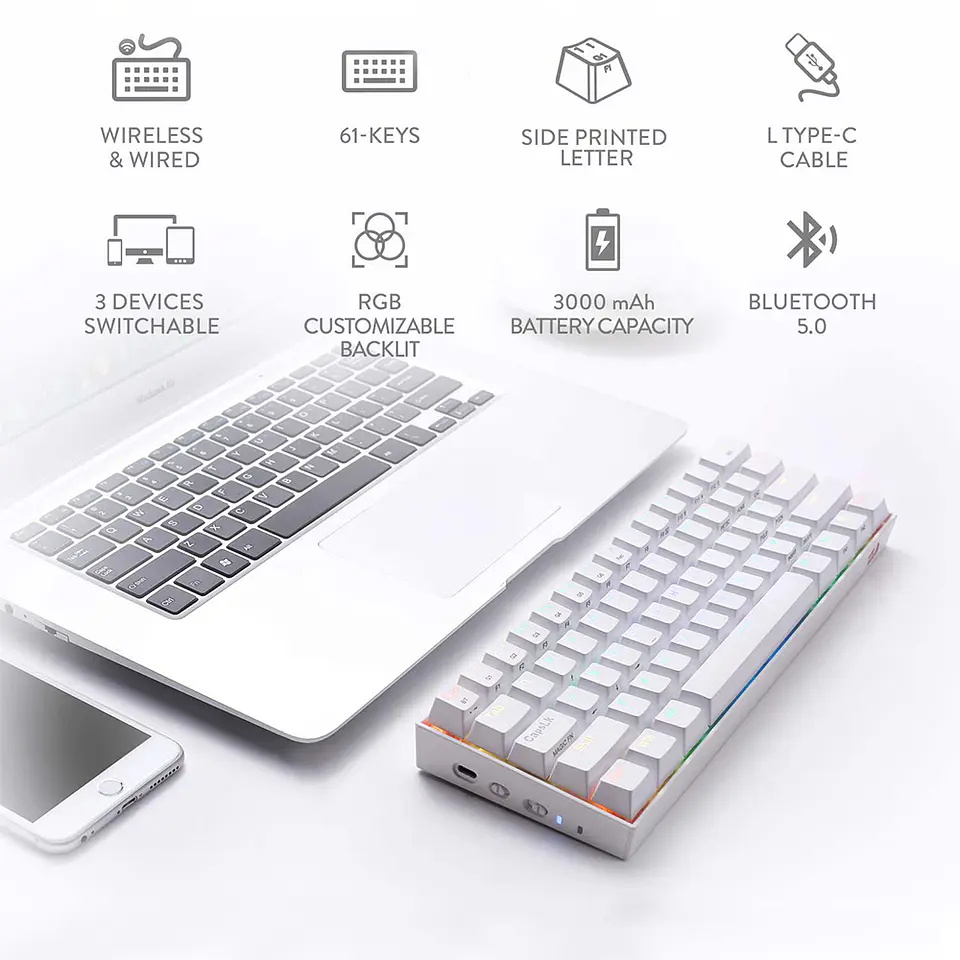 Teclado Gamer Mecánico Redragon Draconic K530W-RGB, Brown Switch 3
