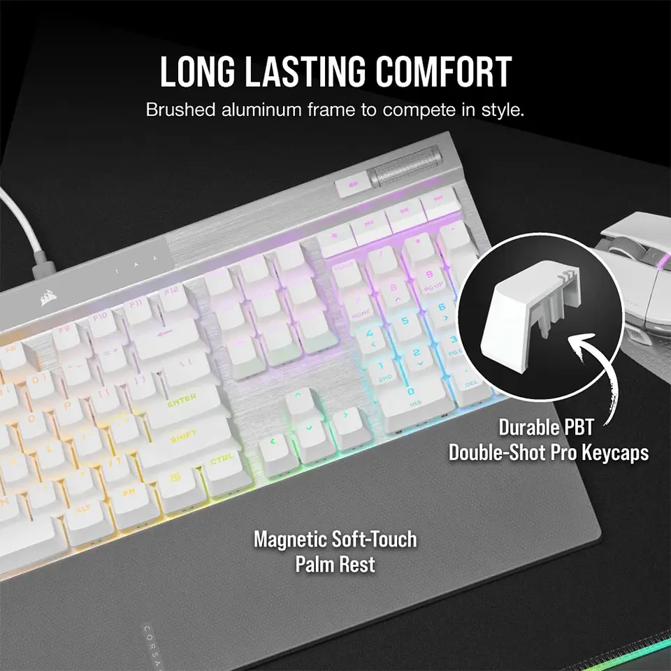 Teclado Corsair K70 PRO RGB White Óptico-Mecánico Switch OPX 6
