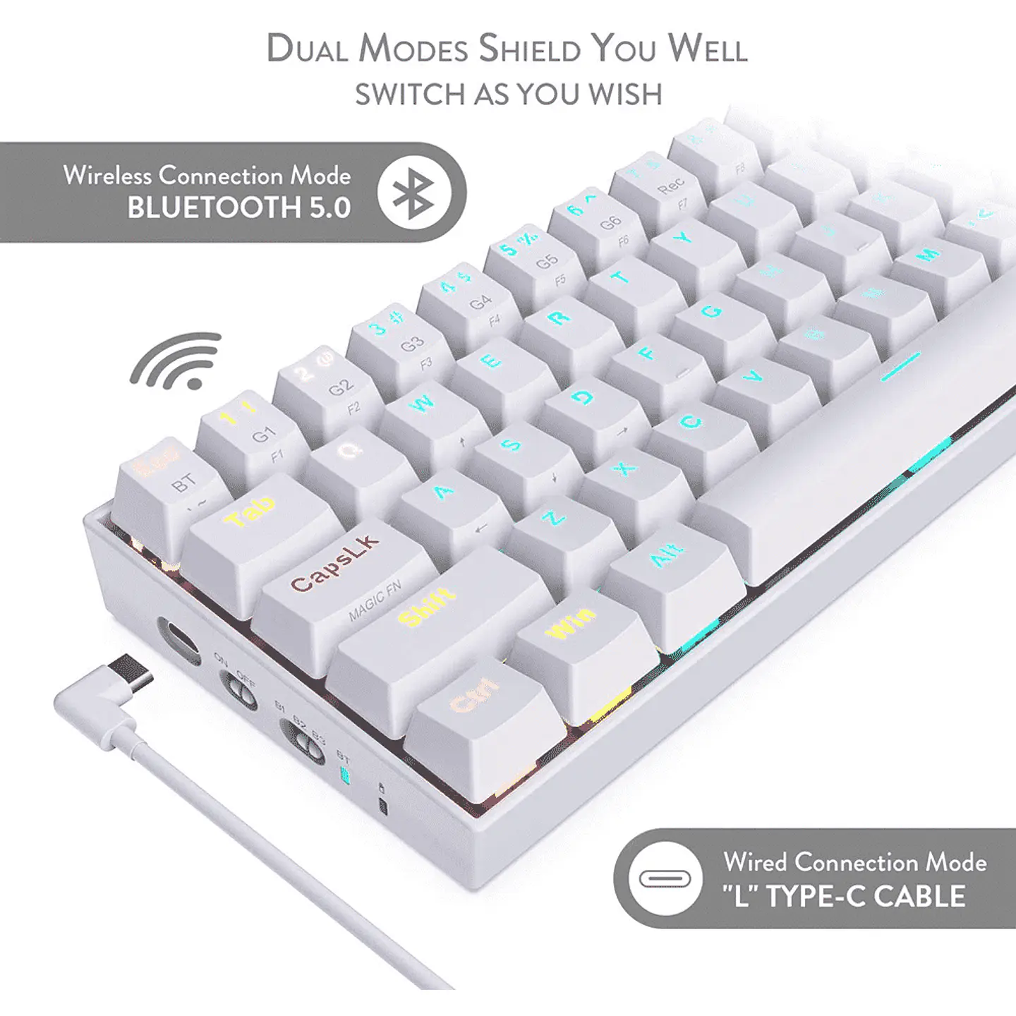 Teclado Gamer Mecánico Redragon Draconic K530W-RGB, Brown Switch 5