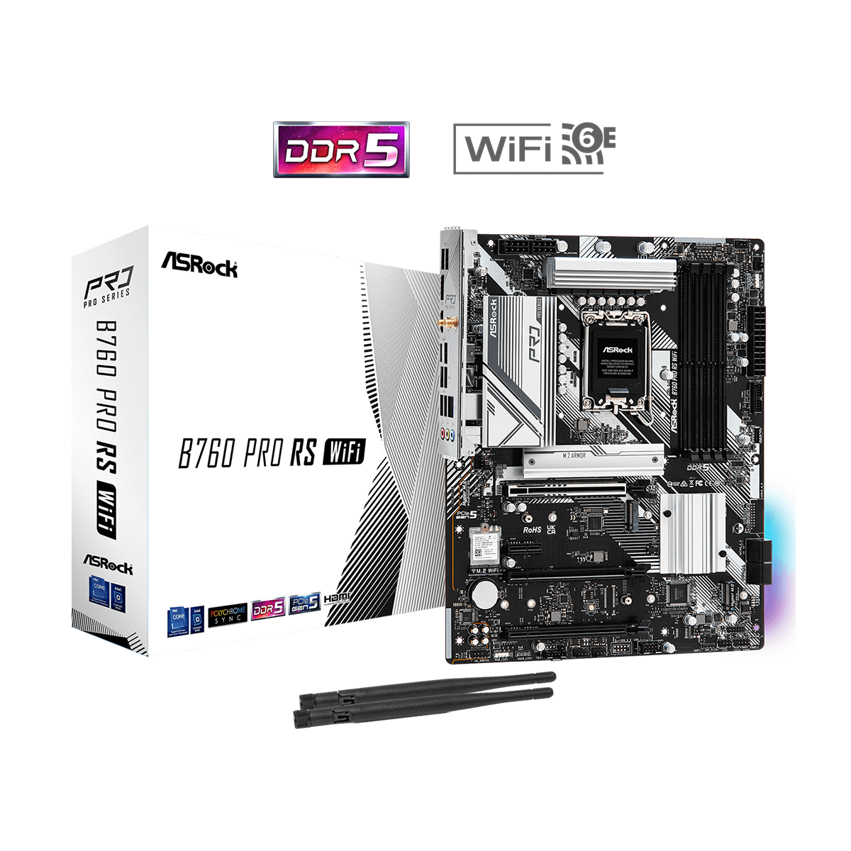 Placa Madre ASRock B760 Pro RS WiFi DDR5 Intel LGA 1700 ATX