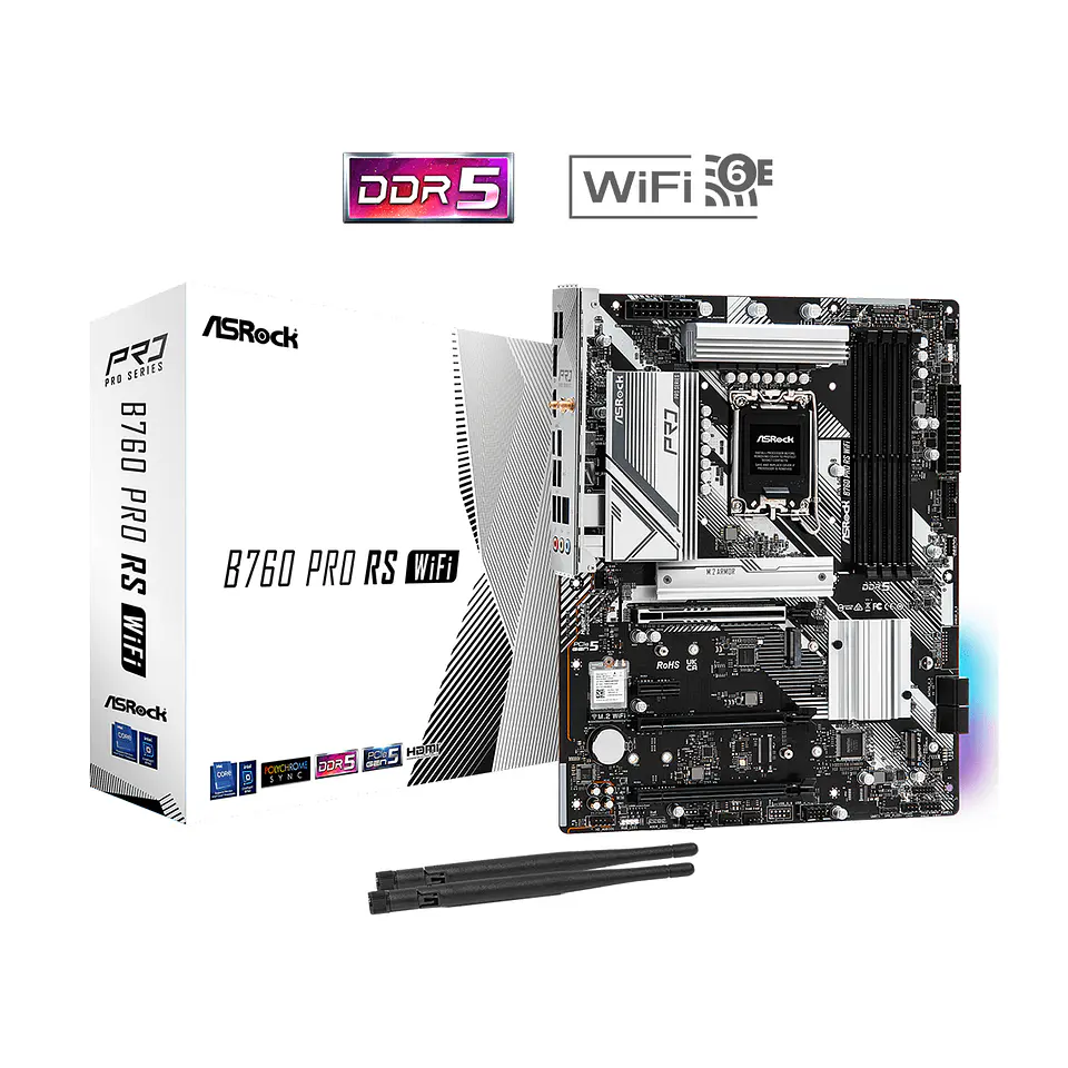 Placa Madre ASRock B760 Pro RS WiFi DDR5 Intel LGA 1700 ATX 1