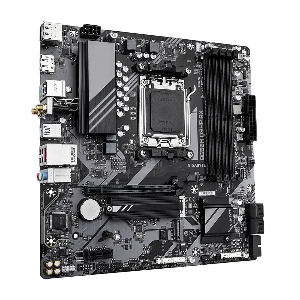 Placa Madre Gigabyte B650M D3HP AX, AM5, DDR5, M.2, MicroATX 3