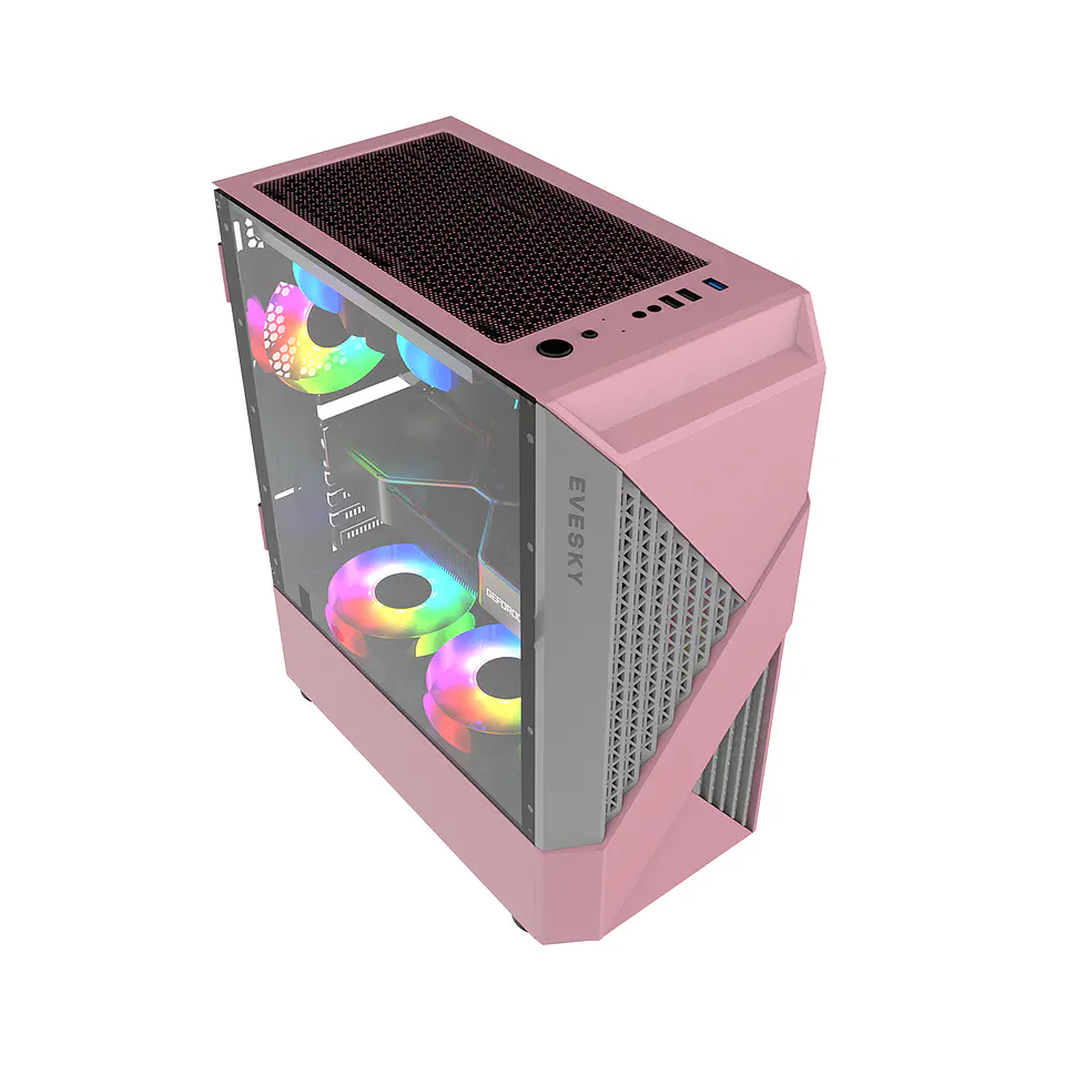 Gabinete Kronos Evesky Pink ATX, Vidrio Templado, USB 3.0 3