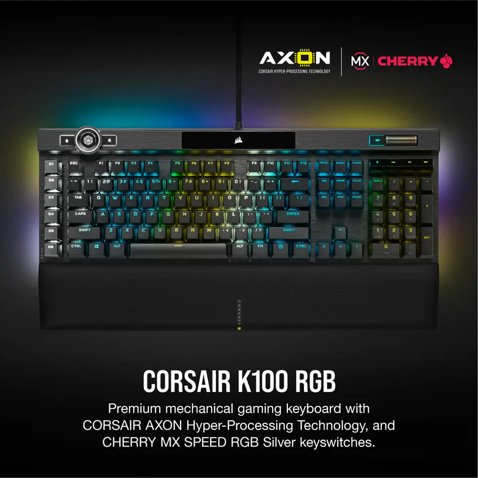 Teclado Mecánico Corsair K100 RGB, Cherry MX Speed, Black 2