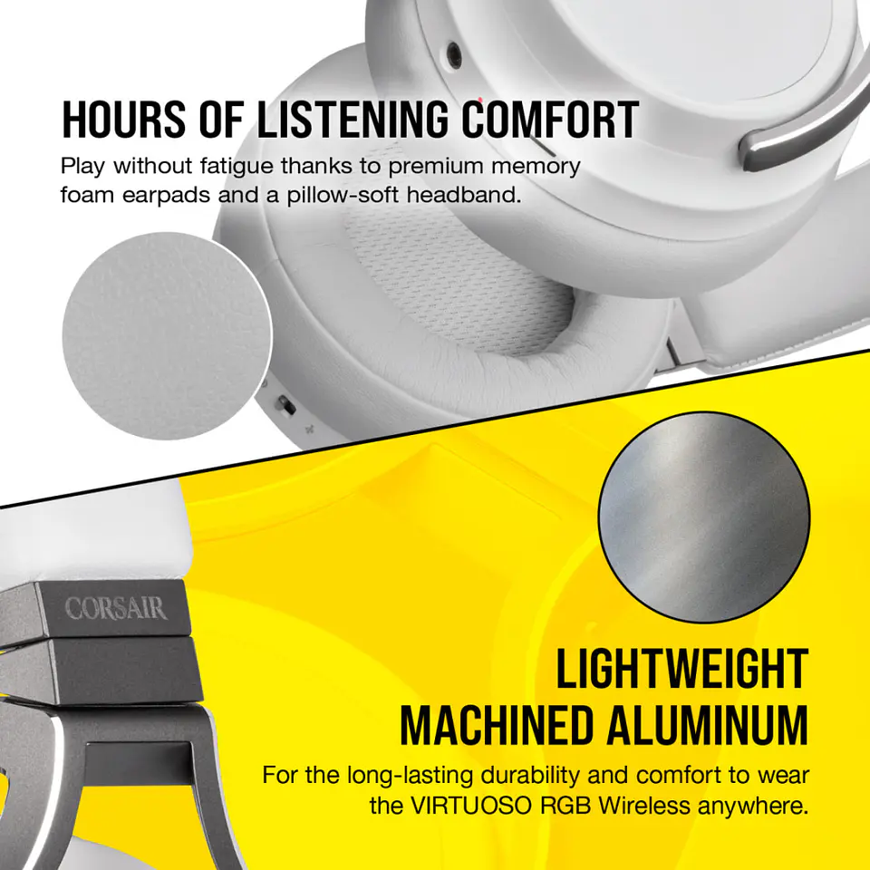 Audífonos Wireless Corsair Virtuoso RGB, Sonido 7.1, White 8