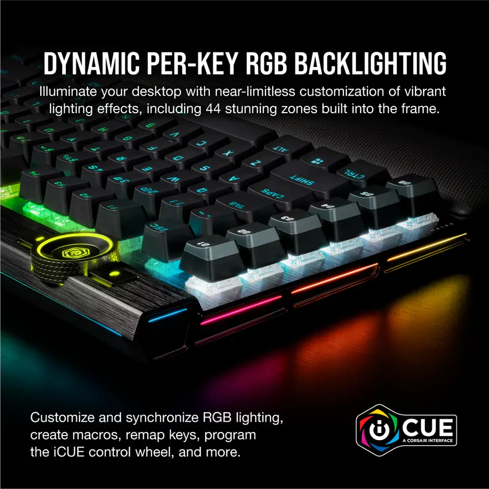 Teclado Mecánico Corsair K100 RGB, Cherry MX Speed, Black 7