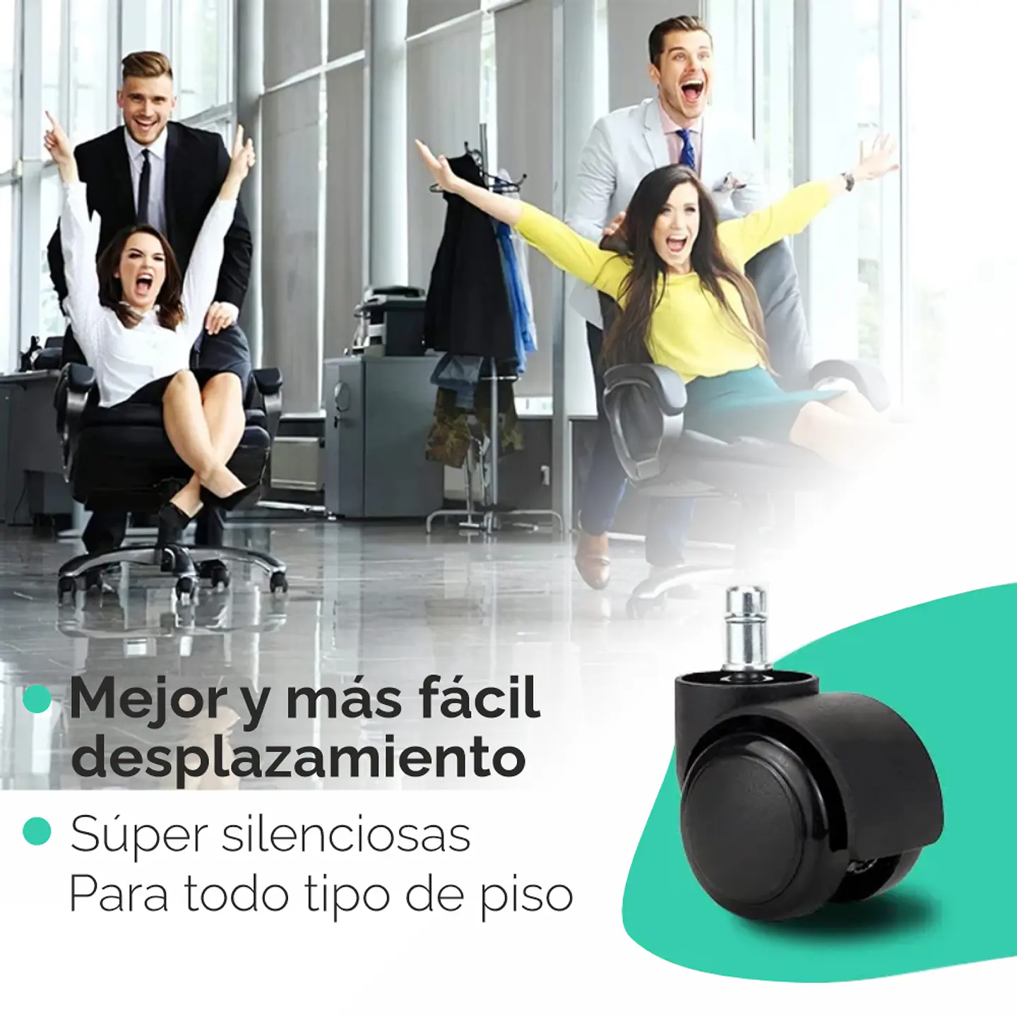 Ruedas Para Silla Escritorio Tipo Roller Set 5 Universales 6