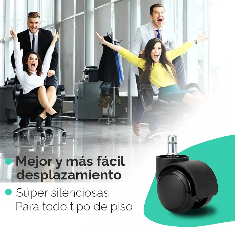 Ruedas Para Silla Escritorio Tipo Roller Set 5 Universales 6