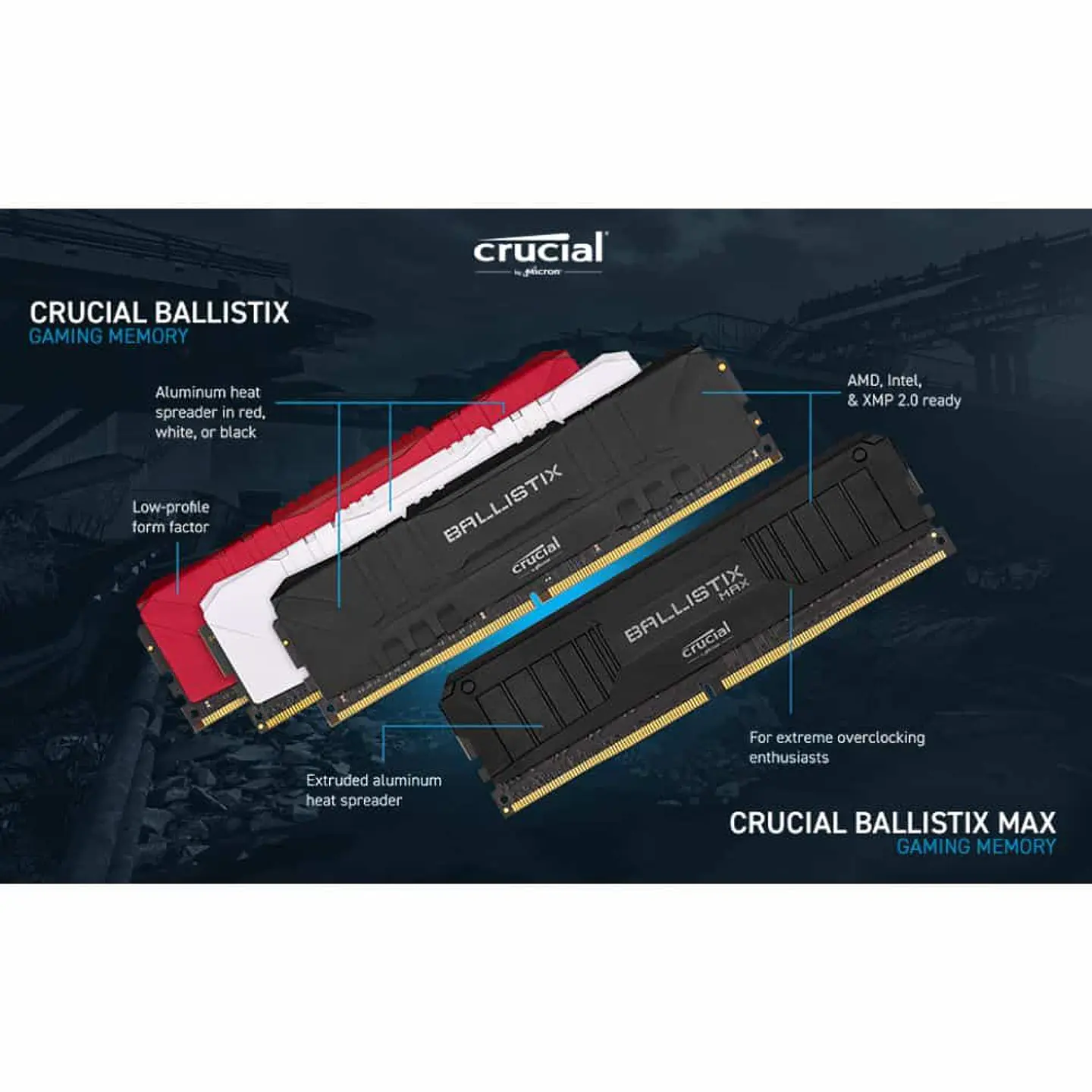 Memoria Ram Crucial Ballistix 8GB DDR4-3200 (BL8G32C16U4W) - blanco 3