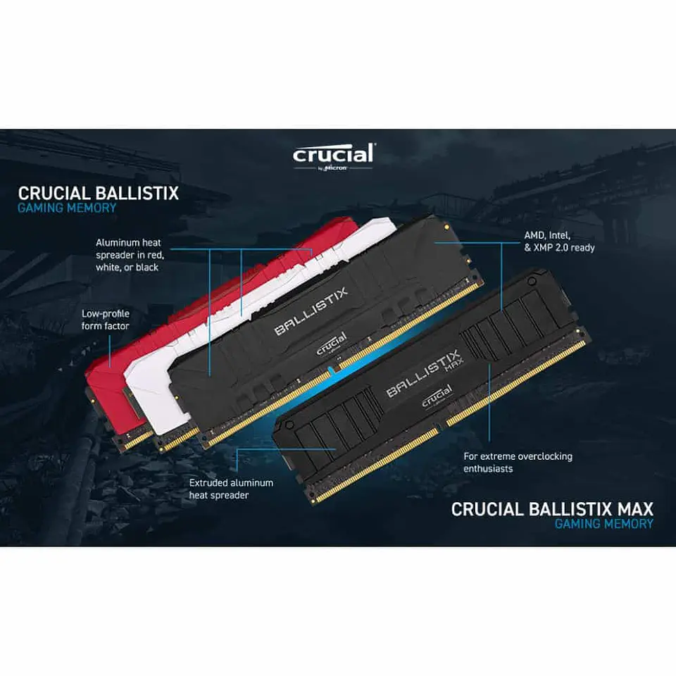 Memoria Ram Crucial Ballistix 8GB DDR4-3200 (BL8G32C16U4W) - blanco 3