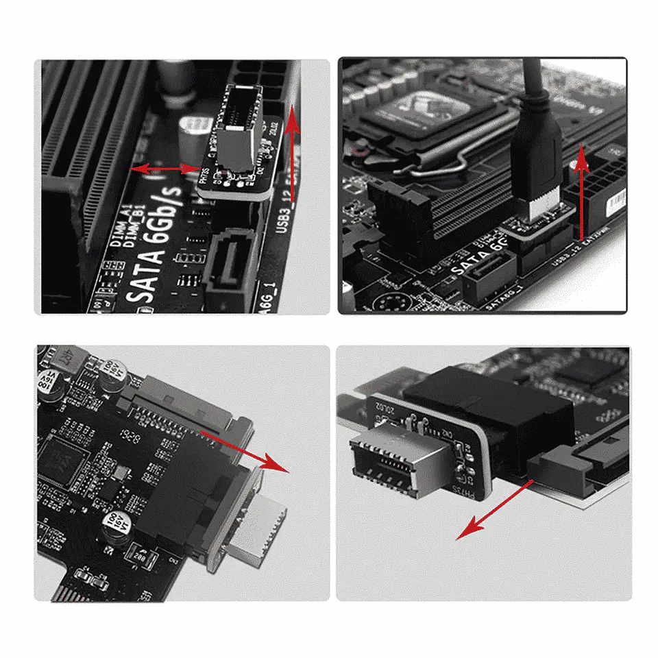 Adaptador Panel Frontal Usb Tipo C a Tipo E Para Placa Madre 4