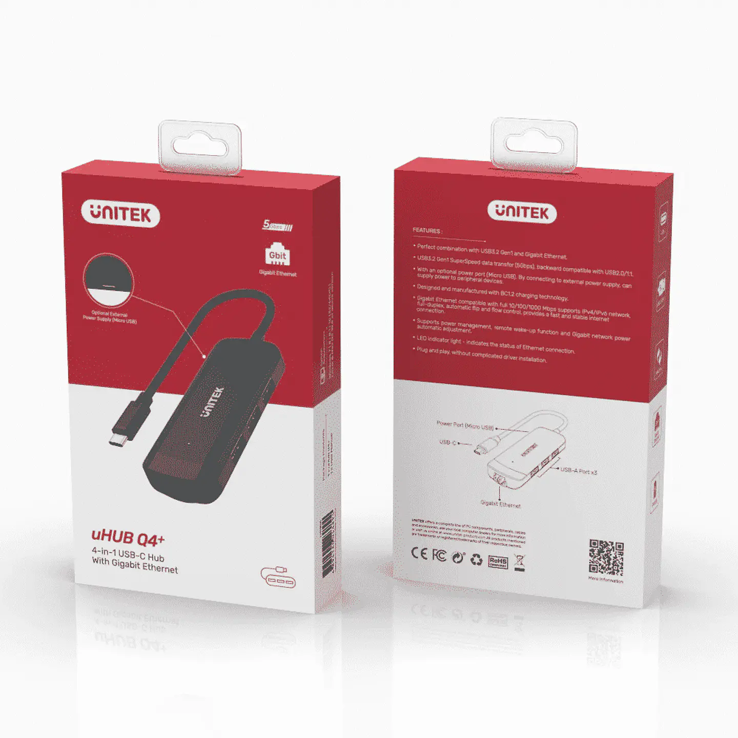 Hub USB-C Unitek 4 en 1 (3x USB 3.2 - 1x Puerto Gigabit Enthernet) 6
