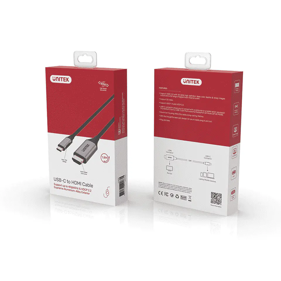 Cable USB-C a HDMI Unitek - 4K, 60Hz, 1.8m (Laptop, Celular, Pc, Tablet, iPad) 7