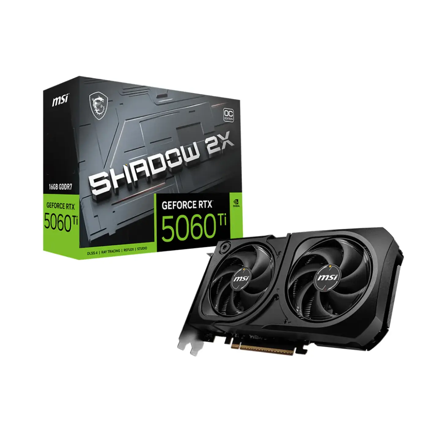 Tarjeta de Video MSI RTX 5060 Ti 16G SHADOW 2X OC PLUS PciE-5 1