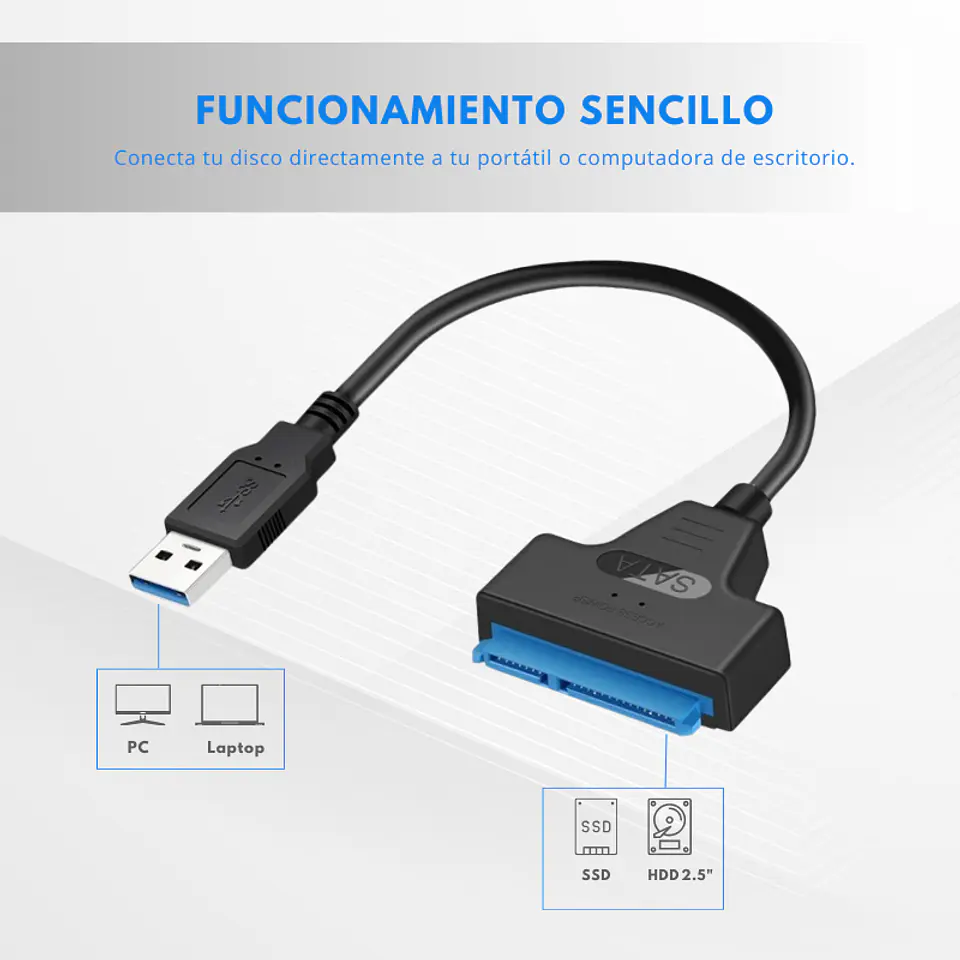 Cable Adaptador Sata 2.5 a Usb 3.0 Para Disco Duro Notebook/PC 5Gbps 2