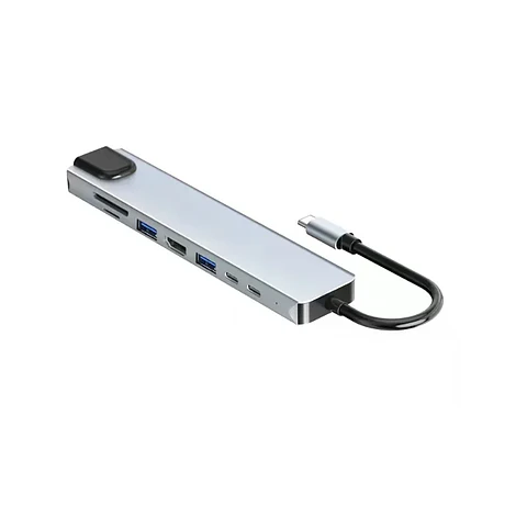 Adaptador Hub 8 En 1 Tipo C a Usb, HDMI, RJ45, PD, Tipo C, SD/TF Para Win/Mac