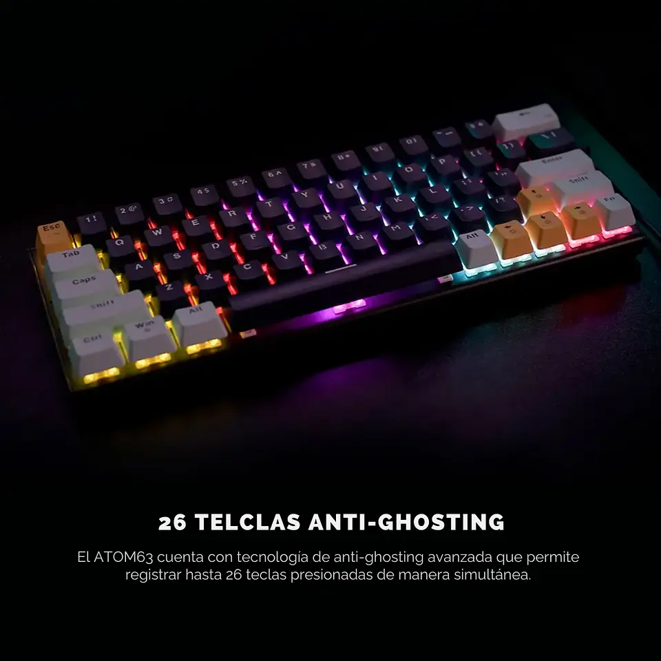 Teclado Gamer Mecánico Fantech Mk874V2 Atom63 Mori Blue Switch Red 5