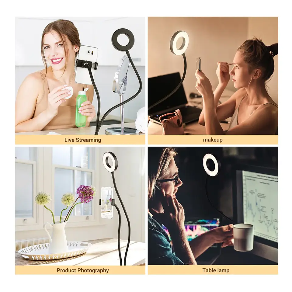 Kit 2 En 1 Aro Luz Fotografias Led Selfie Soporte Tik Tok 3